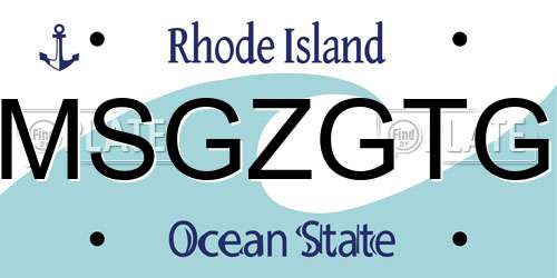 MSGZGTG Rhode Island License Plate