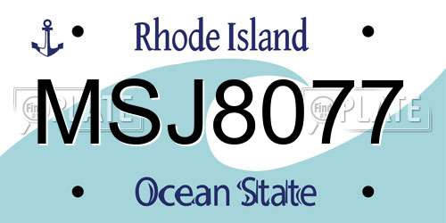 MSJ8077 Rhode Island License Plate