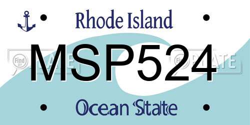 MSP524 Rhode Island License Plate