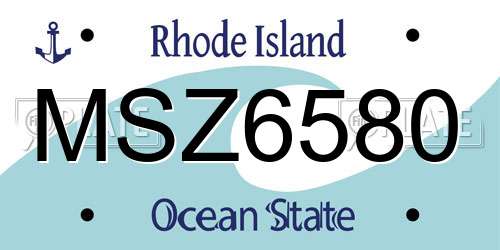 MSZ6580 Rhode Island License Plate