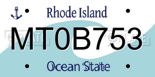 MT0B753 Rhode Island License Plate