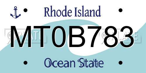 MT0B783 Rhode Island License Plate