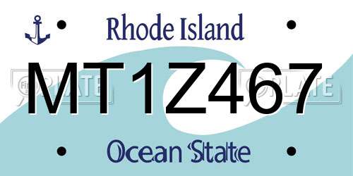MT1Z467 Rhode Island License Plate