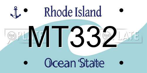 MT332 Rhode Island License Plate