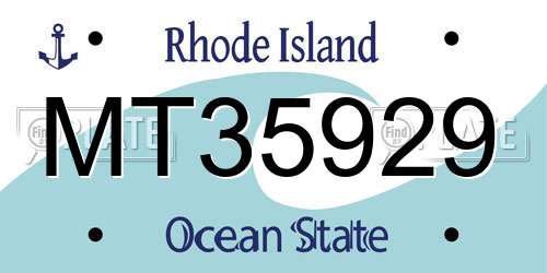 MT35929 Rhode Island License Plate