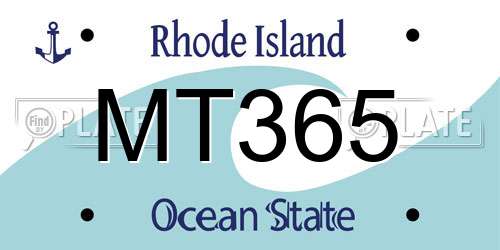 MT365 Rhode Island License Plate