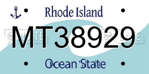 MT38929 Rhode Island License Plate