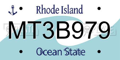 MT3B979 Rhode Island License Plate