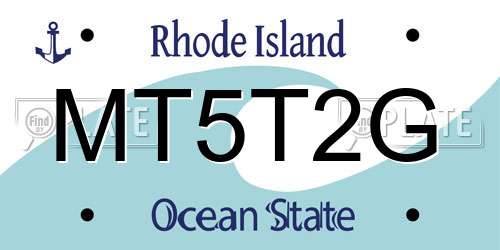 MT5T2G Rhode Island License Plate