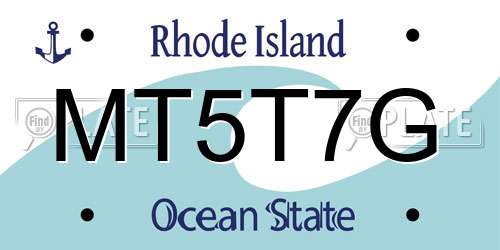 MT5T7G Rhode Island License Plate