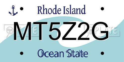 MT5Z2G Rhode Island License Plate
