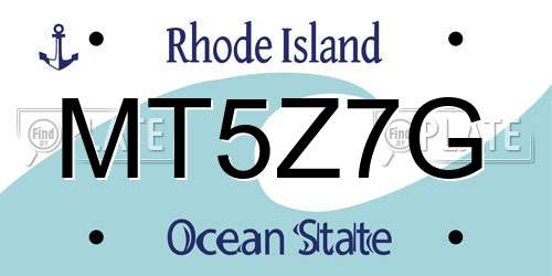 MT5Z7G Rhode Island License Plate