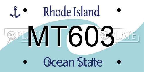 MT603 Rhode Island License Plate