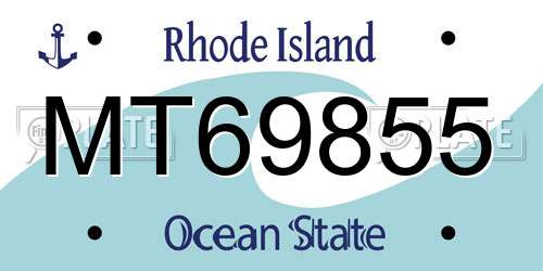 MT69855 Rhode Island License Plate