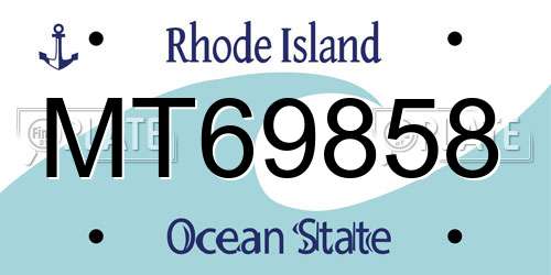 MT69858 Rhode Island License Plate