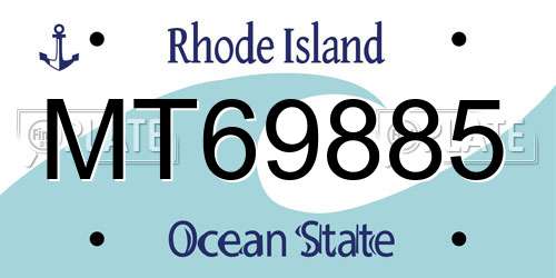 MT69885 Rhode Island License Plate
