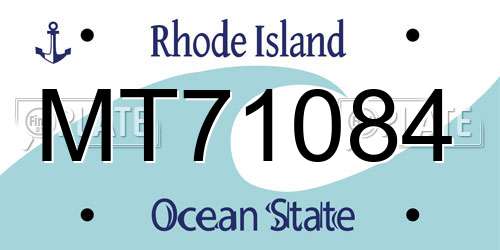 MT71084 Rhode Island License Plate