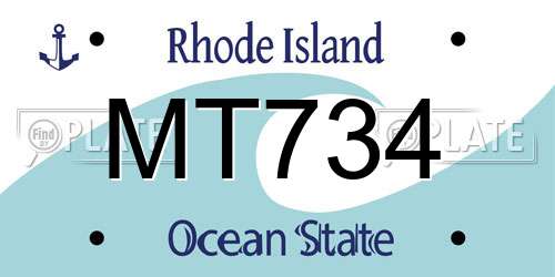 MT734 Rhode Island License Plate