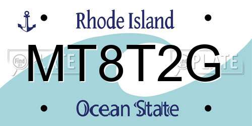 MT8T2G Rhode Island License Plate