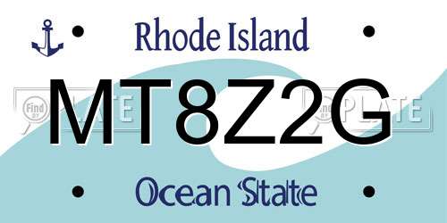 MT8Z2G Rhode Island License Plate