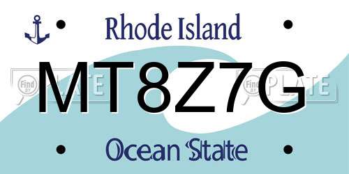 MT8Z7G Rhode Island License Plate