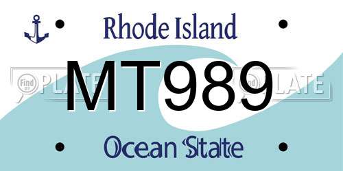 MT989 Rhode Island License Plate