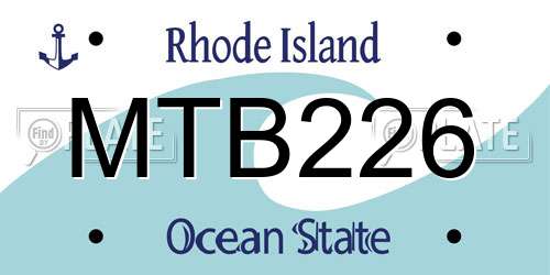 MTB226 Rhode Island License Plate