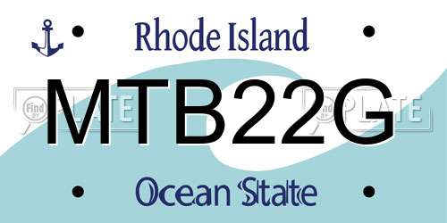 MTB22G Rhode Island License Plate