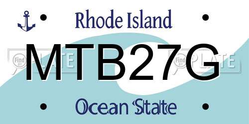 MTB27G Rhode Island License Plate