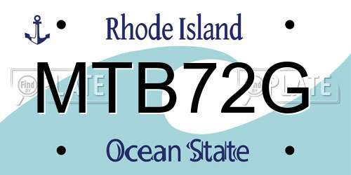 MTB72G Rhode Island License Plate