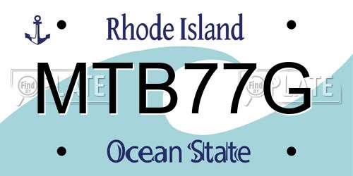 MTB77G Rhode Island License Plate