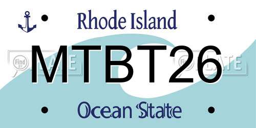 MTBT26 Rhode Island License Plate