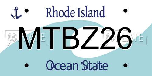 MTBZ26 Rhode Island License Plate