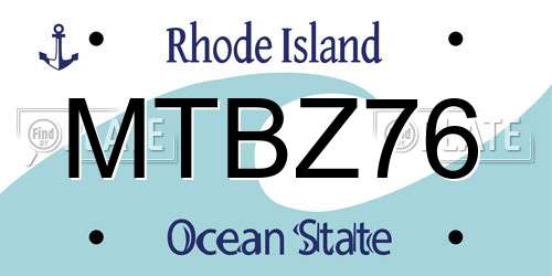 MTBZ76 Rhode Island License Plate