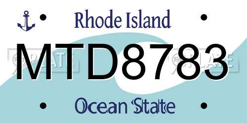 MTD8783 Rhode Island License Plate