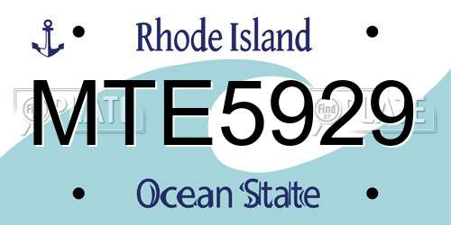 MTE5929 Rhode Island License Plate