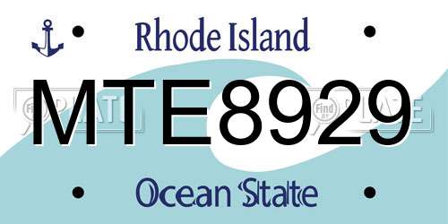 MTE8929 Rhode Island License Plate