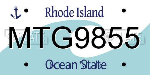 MTG9855 Rhode Island License Plate