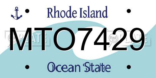 MTO7429 Rhode Island License Plate