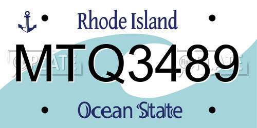 MTQ3489 Rhode Island License Plate