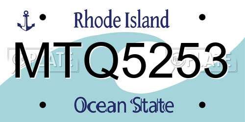 MTQ5253 Rhode Island License Plate