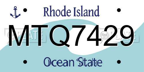 MTQ7429 Rhode Island License Plate