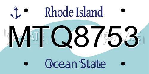 MTQ8753 Rhode Island License Plate