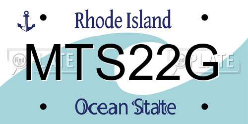 MTS22G Rhode Island License Plate