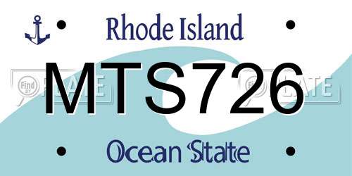 MTS726 Rhode Island License Plate