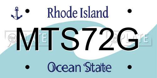MTS72G Rhode Island License Plate