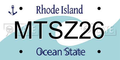 MTSZ26 Rhode Island License Plate