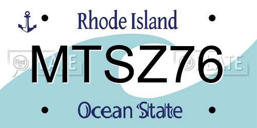 MTSZ76 Rhode Island License Plate