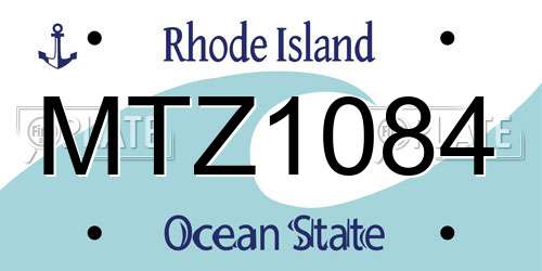 MTZ1084 Rhode Island License Plate