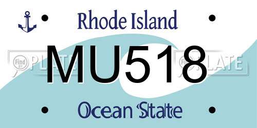 MU518 Rhode Island License Plate
